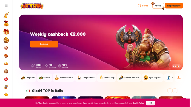 Screenshot reale del sito Hit’n’Spin Casino