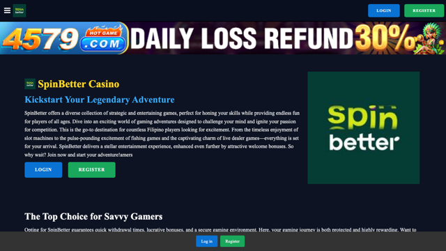 Screenshot reale del sito SpinBetter Casino